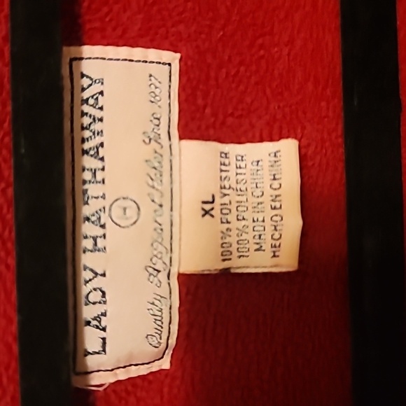 Lady Hathaway Fleece Jacket Womens XL  Bright Red Button Up Jacket - Picture 2 of 2